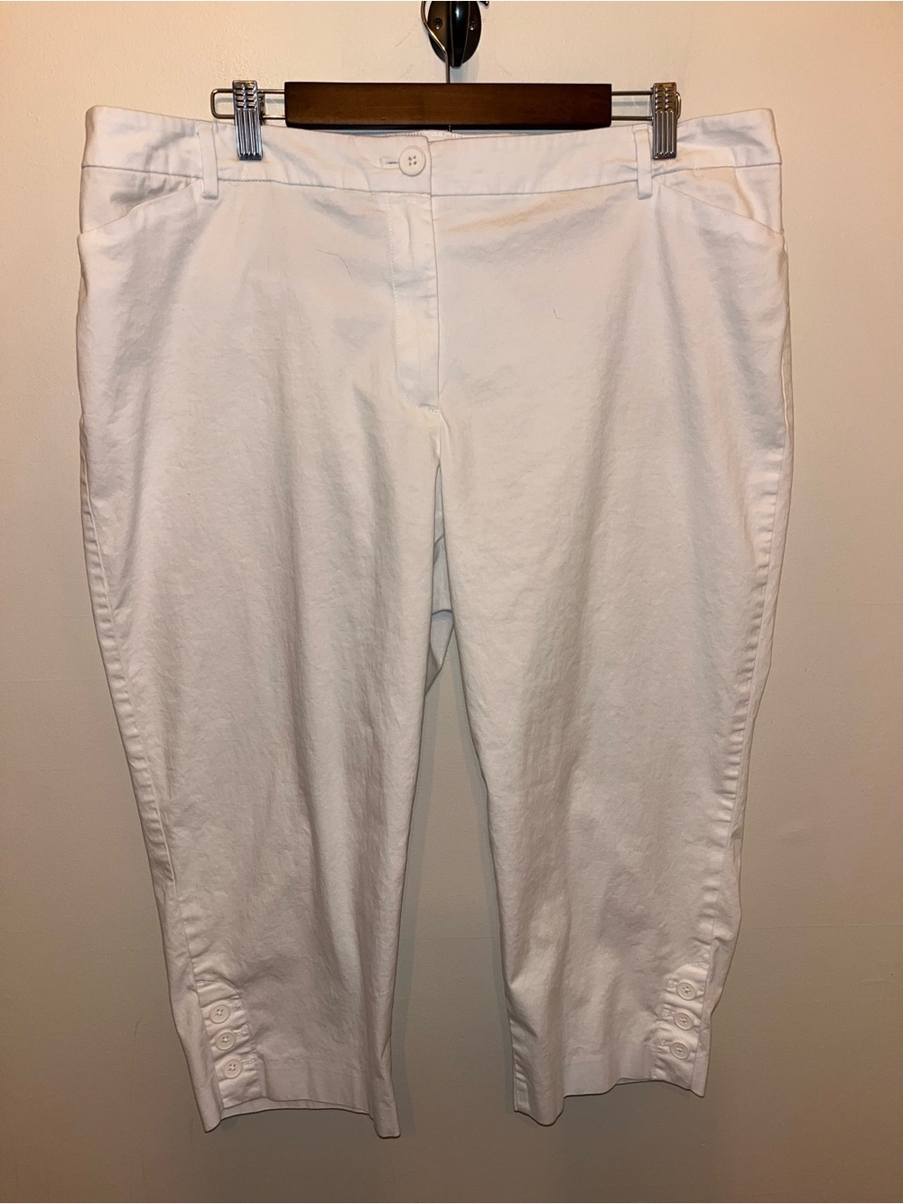 Talbots Elastic Waist Crop Perfect Skimmer Pants Capri White EUC Size 18W